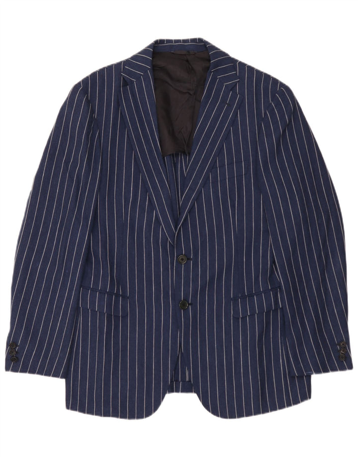 Burberry Ανδρικό μπουφάν σακάκι με 2 κουμπιά IT 48 Μαλλί με ρίγες σε μπλε ναυτικό