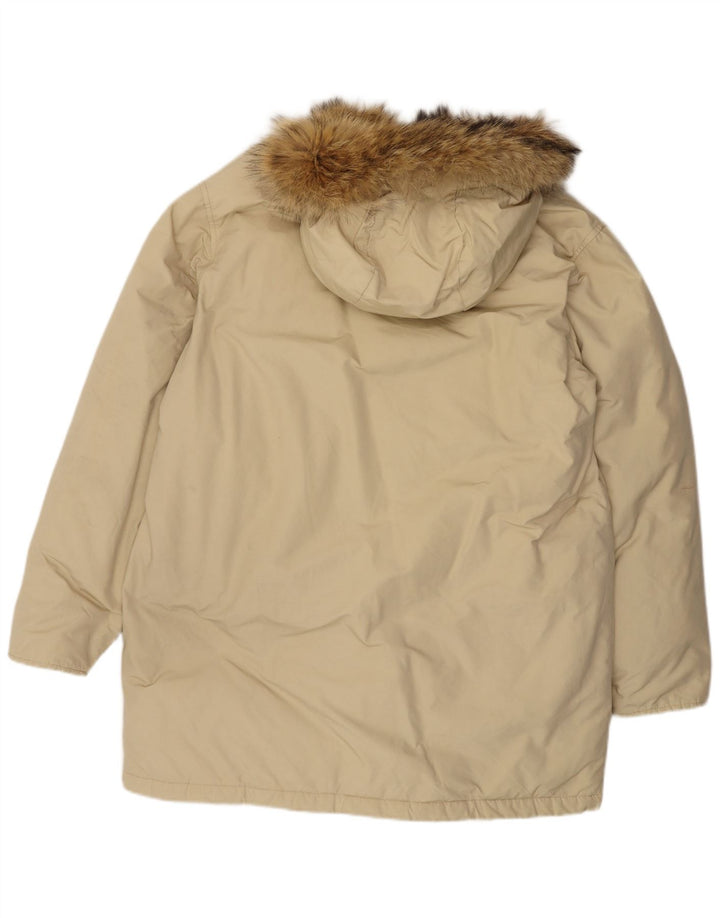 Woolrich Ανδρικό μπουφάν με κουκούλα UK 42 XL Μπεζ βαμβακερό