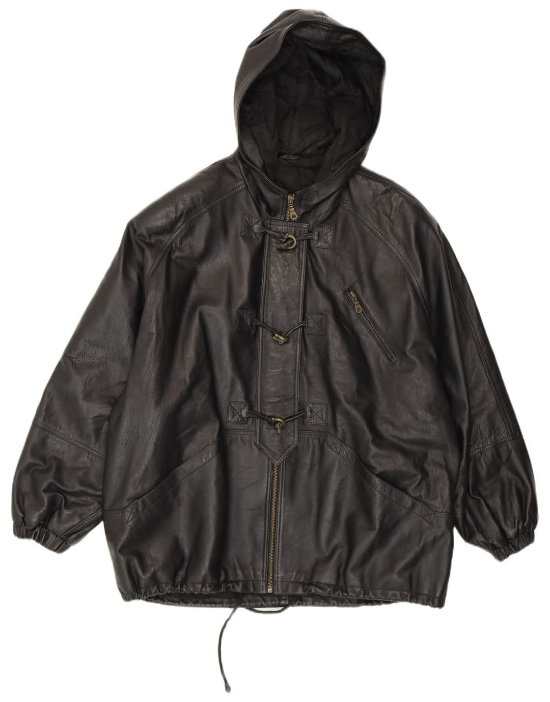 CONBIPEL Γυναικείο μπουφάν Duffle με κουκούλα IT 42 μεσαίο μαύρο δέρμα