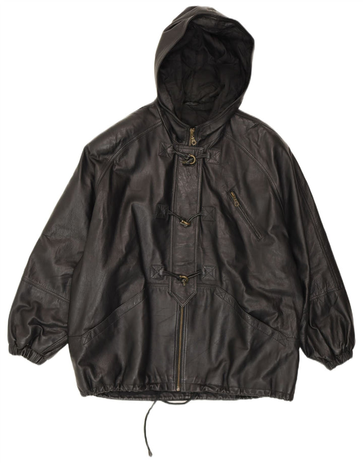 CONBIPEL Γυναικείο μπουφάν Duffle με κουκούλα IT 42 μεσαίο μαύρο δέρμα