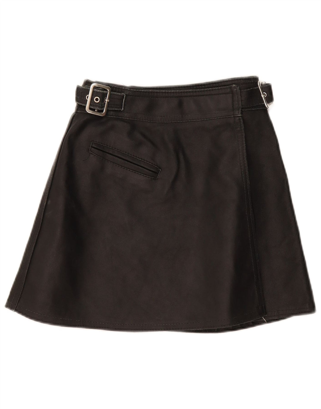 Vintage Γυναικεία Δερμάτινη Φούστα W22 2XS Μαύρη