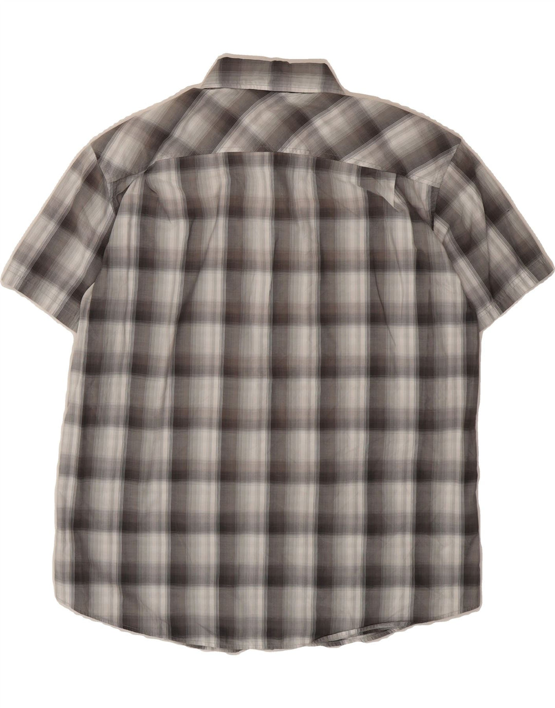 EDDIE BAUER Mens Short Sleeve Shirt Large Grey Check Cotton Vintage Eddie Bauer and Second-Hand Eddie Bauer from Messina Hembry 