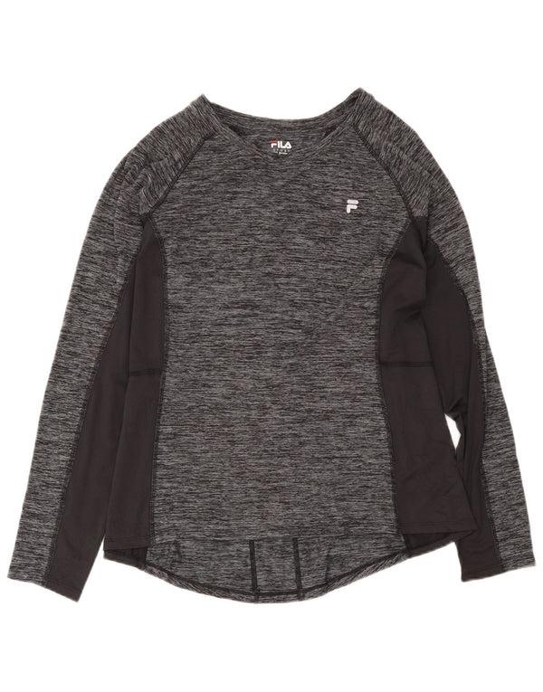 Fila Γυναικεία μπλούζα μακρυμάνικη UK 20 2XL Αθλητικά με γκρι φλύκταινες από πολυεστέρα