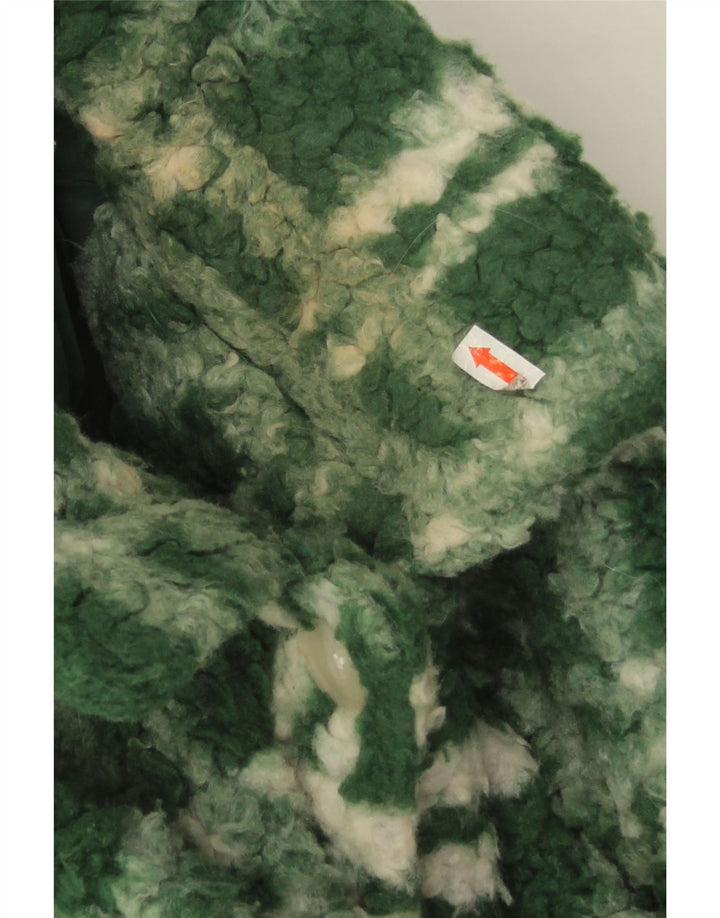 Zara Γυναικείο φλις μπουφάν UK 14 Large Green Check Polyester