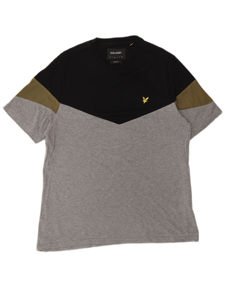 LYLE & SCOTT Mens Relaxed Fit T-Shirt Top Medium Multicoloured Colourblock