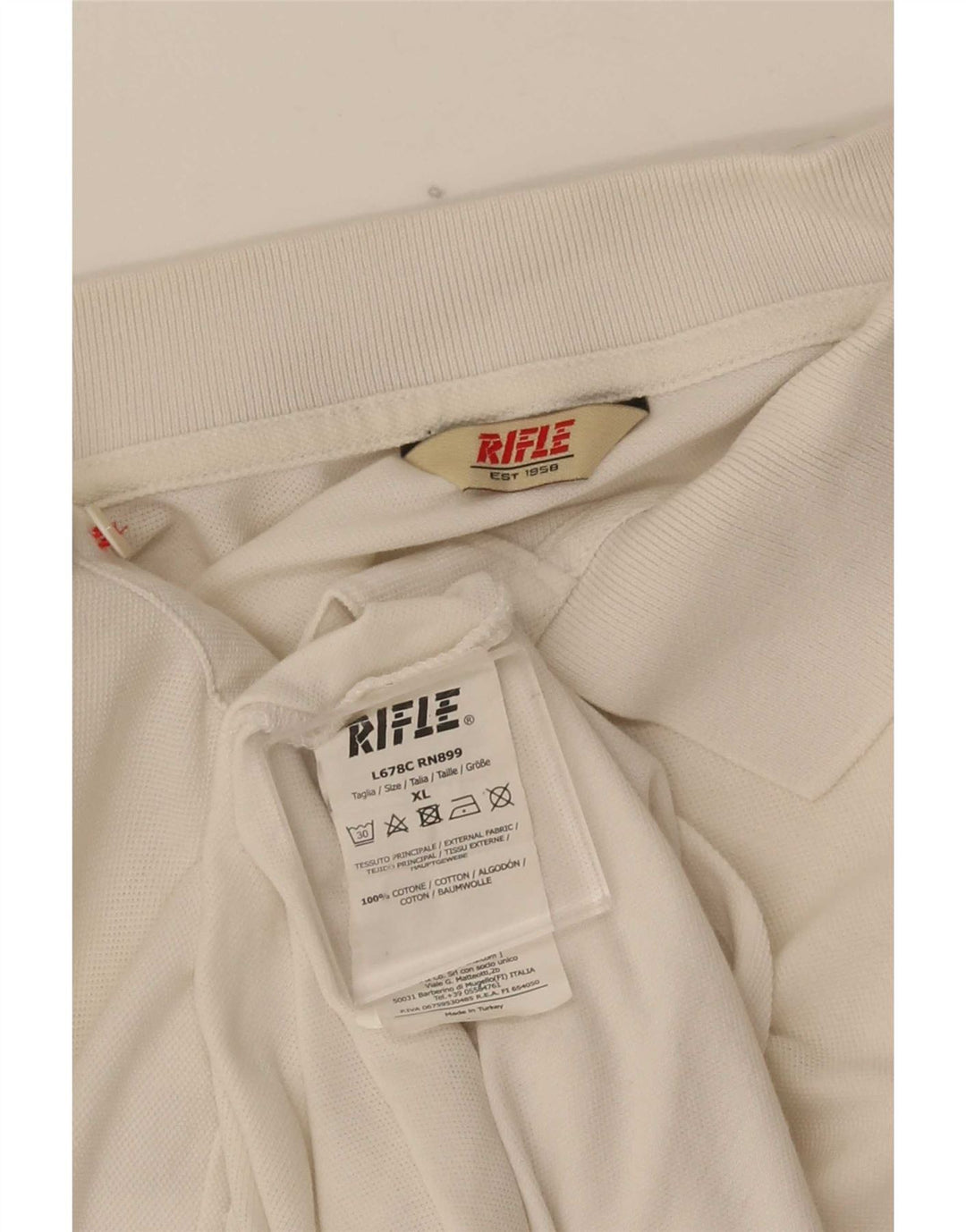 Rifle Ανδρικό Πόλο Μπλουζάκι XL Λευκό βαμβακερό