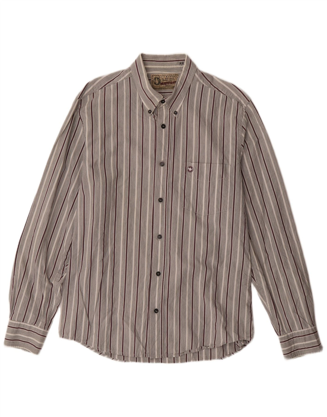 Murphy & Nye Ανδρικό πουκάμισο με κανονική εφαρμογή XL γκρι ριγέ