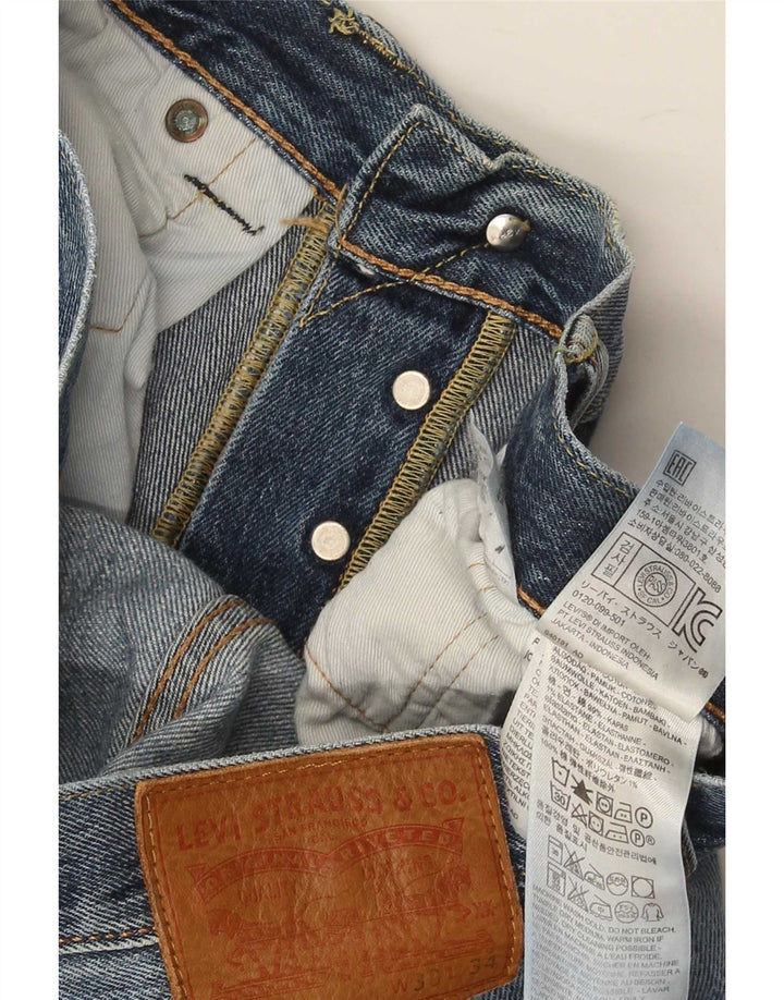 Levi's Mens 501 Distressed Straight Jeans W30 L34 Μπλε βαμβακερό