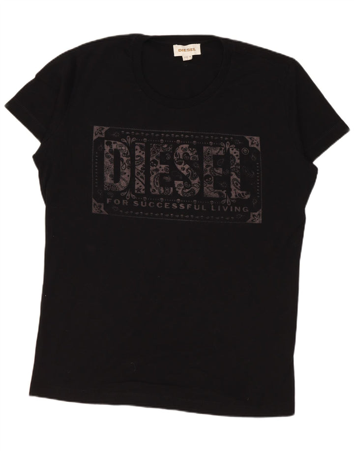 Ανδρικό γραφικό T-Shirt DIESEL Top Μεσαίο μαύρο βαμβακερό