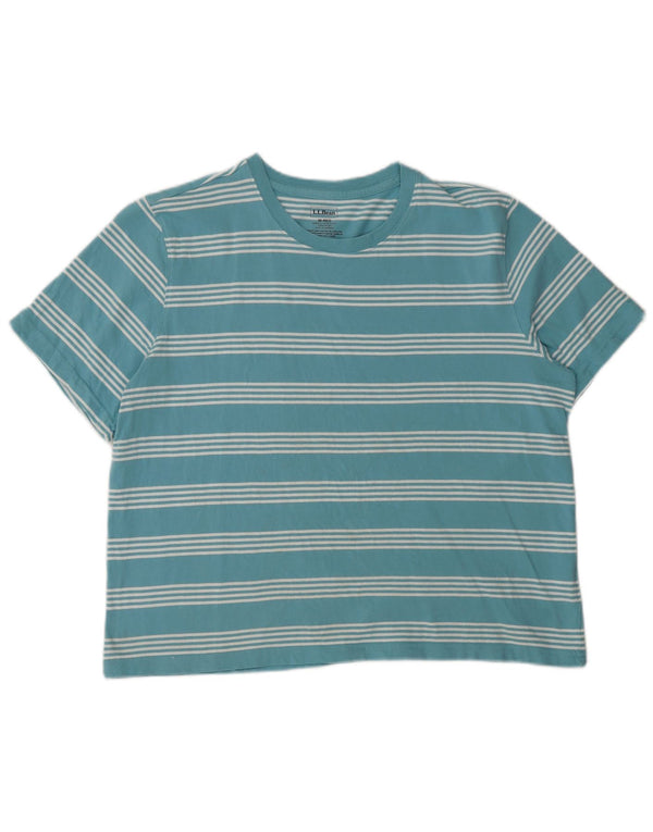 L.L.BEAN Womens T-Shirt Top UK 14 Medium Blue Striped Cotton