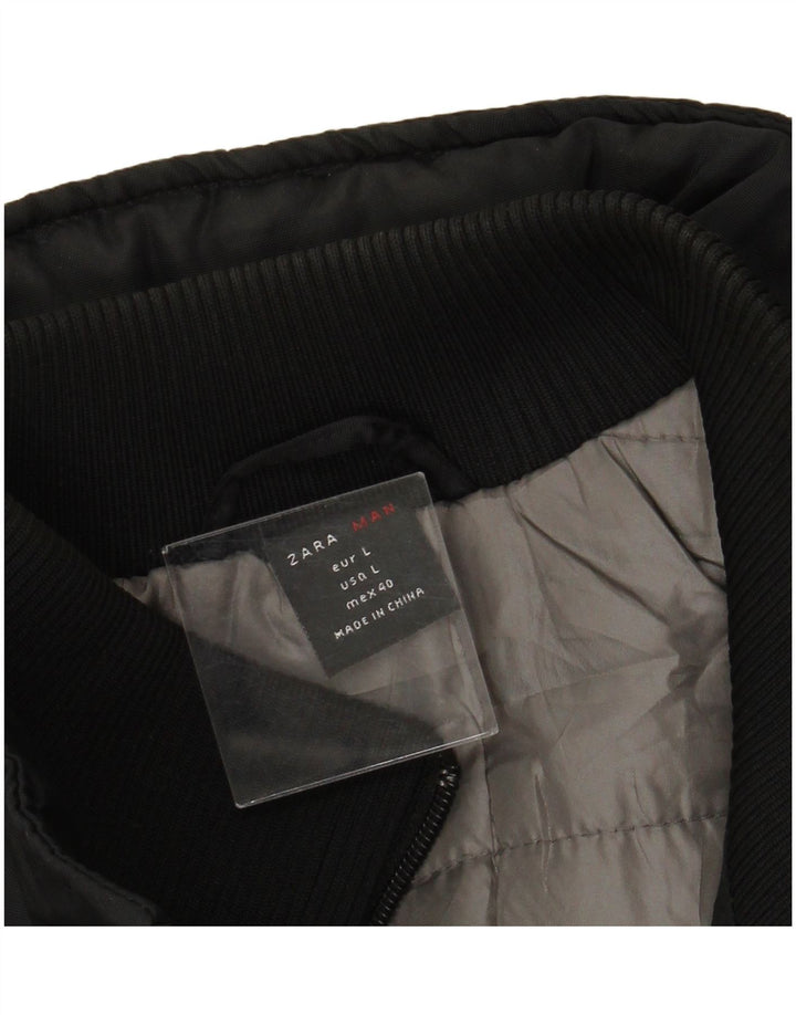 Ανδρικό μπουφάν ZARA με κουκούλα UK 40 Large Black Nylon