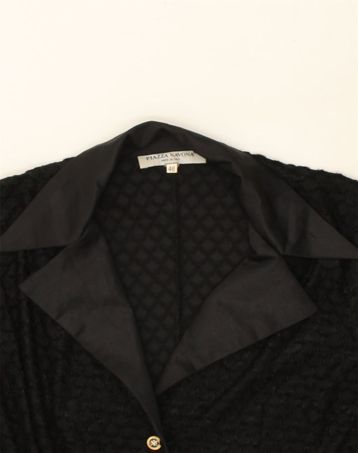 VINTAGE Womens 3 Button Blazer Jacket IT 46 Large Black Geometric | Vintage Vintage | Thrift | Second-Hand Vintage | Used Clothing | Messina Hembry 