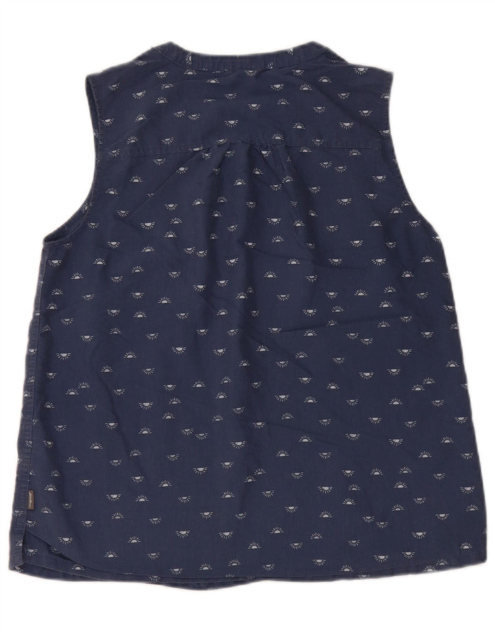 EDDIE BAUER Γυναικεία αμάνικη μπλούζα τοπ UK 10 Small Navy Blue Spotted