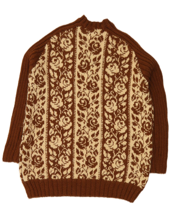 Vintage γυναικείο πουλόβερ με λαιμόκοψη UK 18 XL καφέ φλοράλ