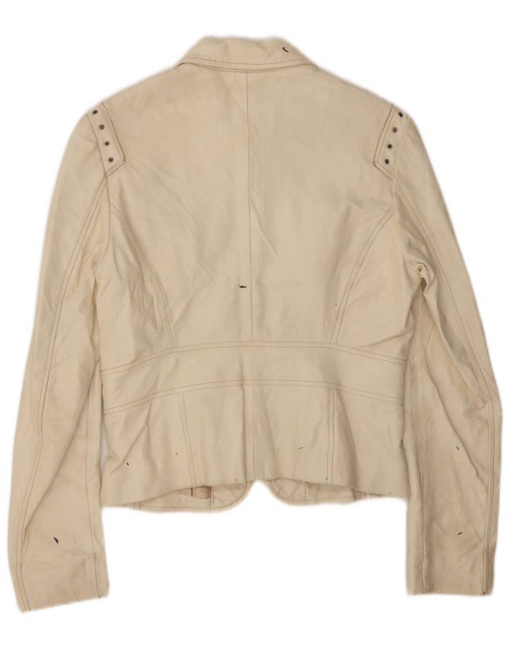 Conbipel Γυναικείο Crop Δερμάτινο Μπουφάν IT 44 Medium White Leather