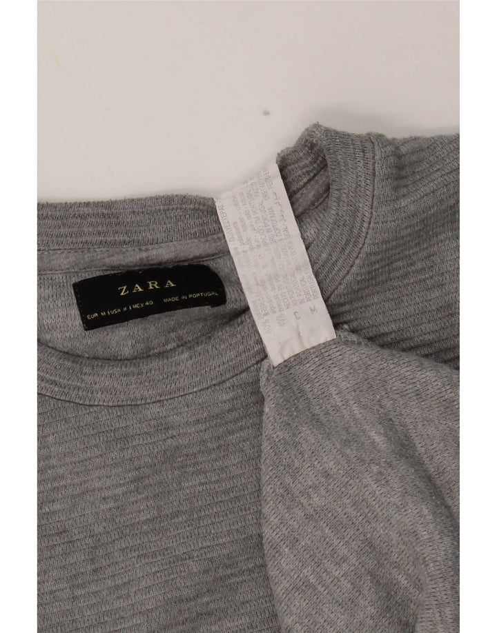 Ανδρικό τοπ Zara με μακρυμάνικο μεσαίο γκρι πολυεστέρας