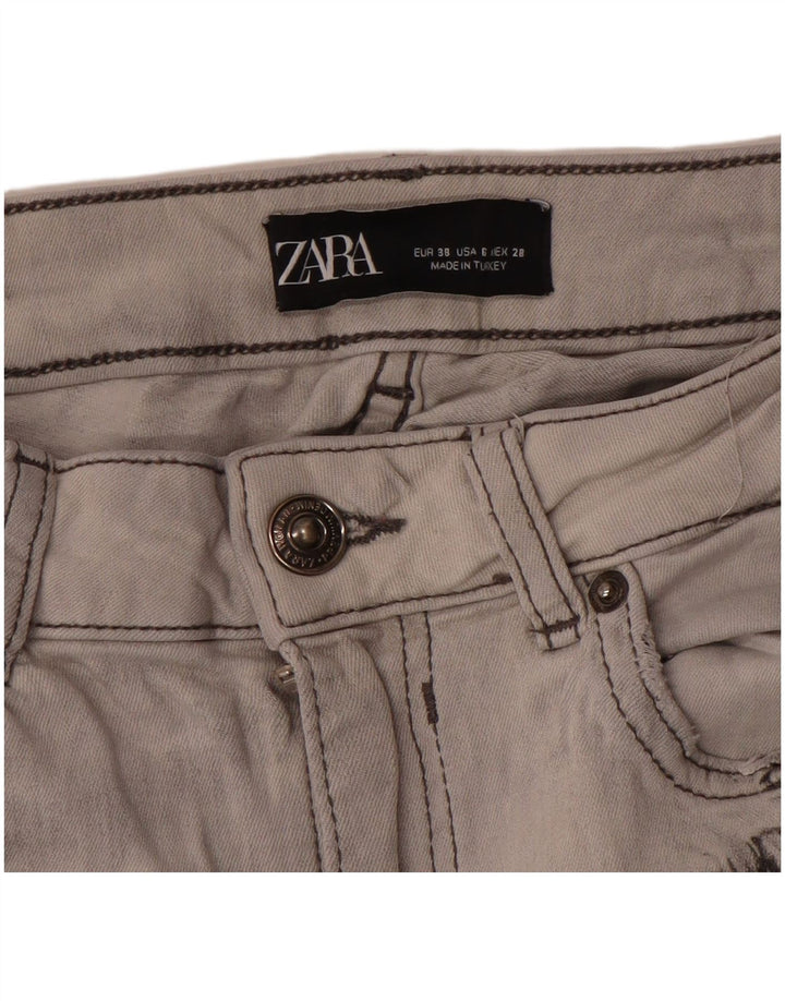 Zara Γυναικείο Slim Jeans EU 38 Small W28 L27 Grey Tie Dye