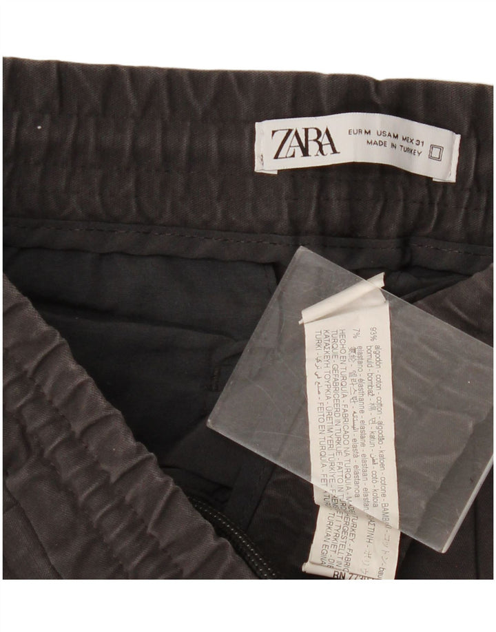 Ανδρικό παντελόνι Chino με καρφίτσες ZARA Medium W31 L26 Μαύρο βαμβακερό
