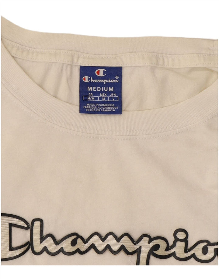 Champion Womens Crop Graphic T-Shirt Top UK 14 Medium White