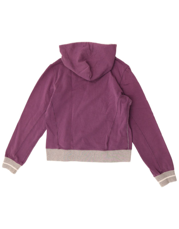 Champion Womens Crop Hoodie Jumper UK 16 Large Purple Colourblock Βαμβακερό