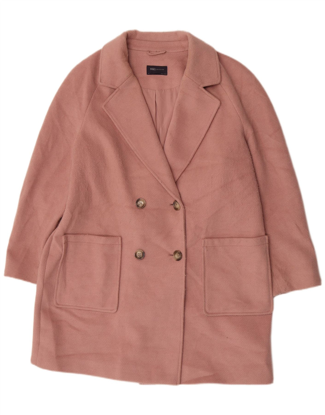 Marks & Spencer Γυναικείο παλτό με διπλό στήθος UK 18 XL Pink Polyester