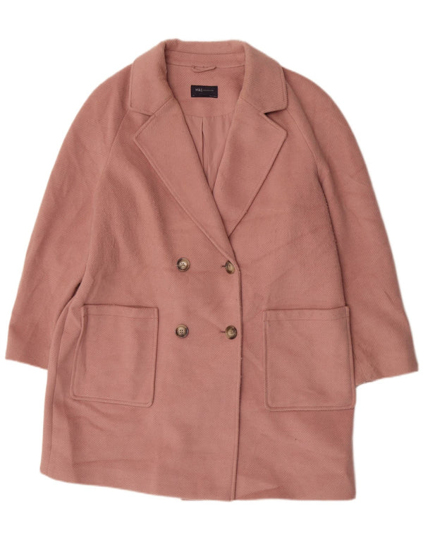 Marks & Spencer Γυναικείο παλτό με διπλό στήθος UK 18 XL Pink Polyester