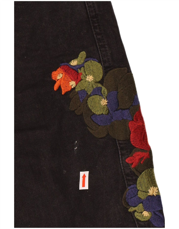 Zara Γυναικείο τζιν σορτς EU 38 Small W28 Μαύρο Floral Bohemian