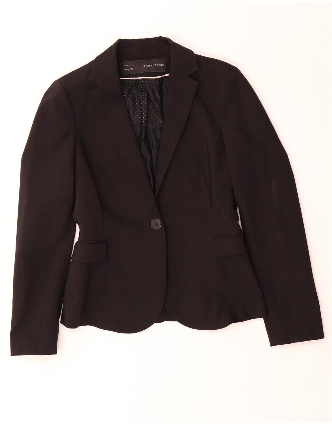 Zara Γυναικείο Μπουφάν 1 Κουμπί Blazer UK 10 Small Black Polyester