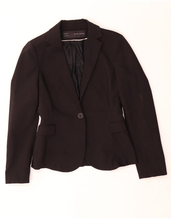 Zara Γυναικείο Μπουφάν 1 Κουμπί Blazer UK 10 Small Black Polyester