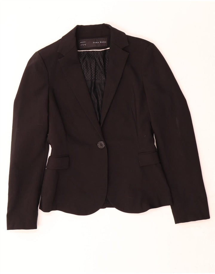 Zara Γυναικείο Μπουφάν 1 Κουμπί Blazer UK 10 Small Black Polyester