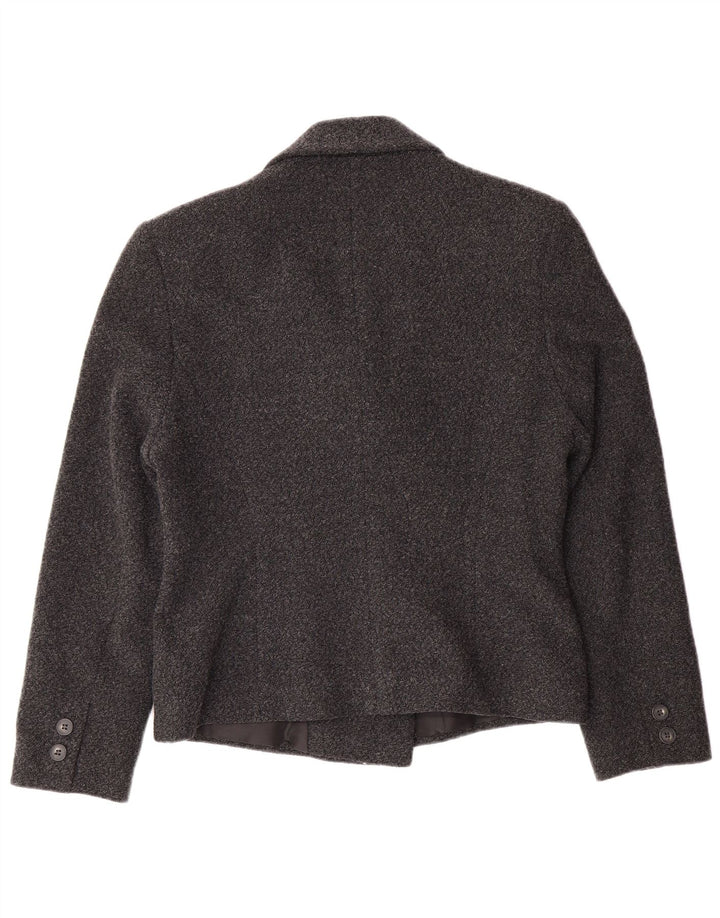 VINTAGE Womens Double Breasted Blazer Jacket UK 14 Medium  Grey Wool