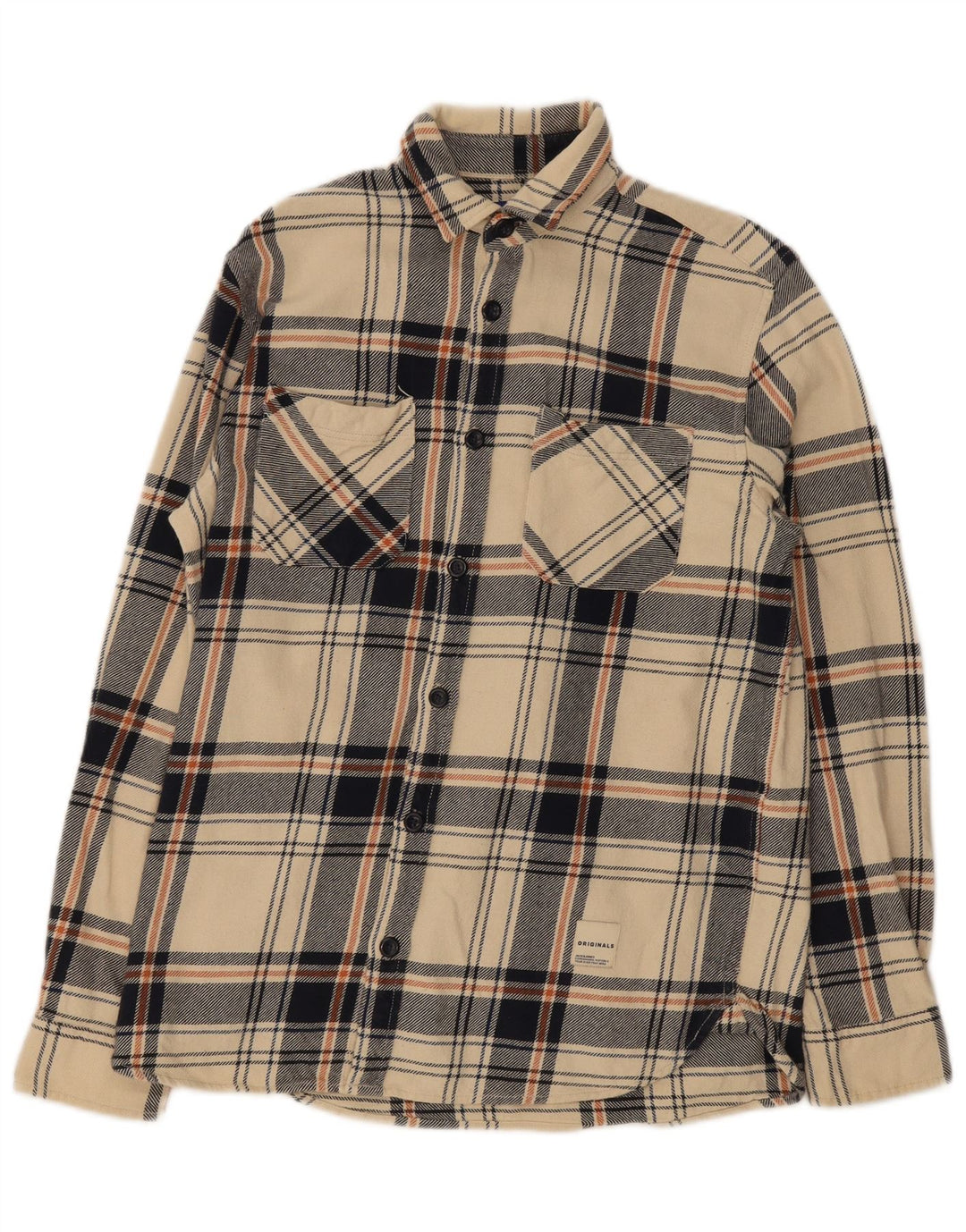 Jack & Jones Ανδρικό φανελένιο πουκάμισο με κανονική εφαρμογή, μικρό μπεζ βαμβακερό
