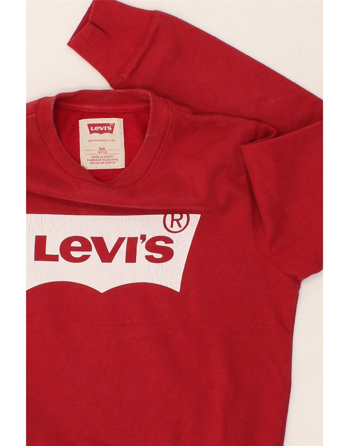 LEVI'S Boys Graphic Sweatshirt Jumper 9-10 Years Red Cotton Vintage Levi's and Second-Hand Levi's from Messina Hembry 