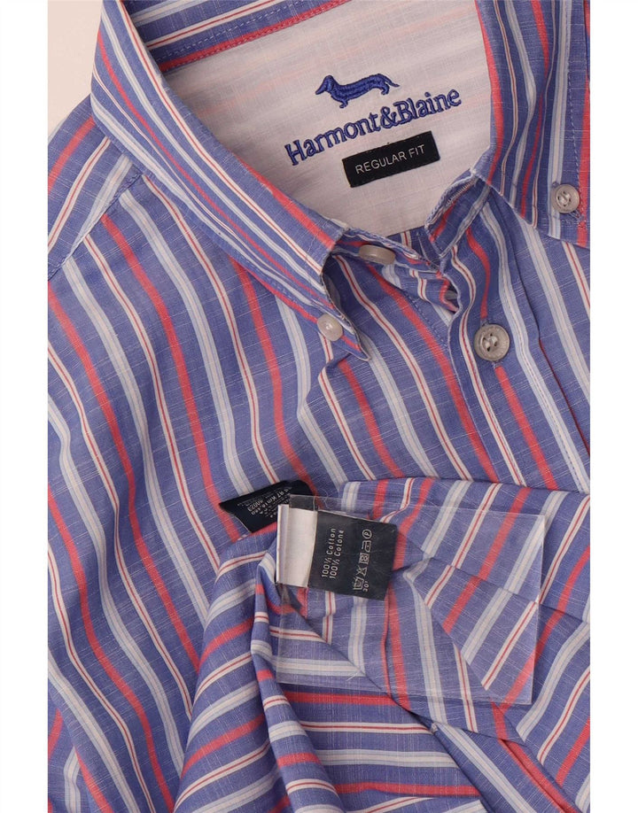 Harmont & Blaine Ανδρικό Πουκάμισο Regular Fit Μεσαίο Μπλε Ριγέ Βαμβάκι