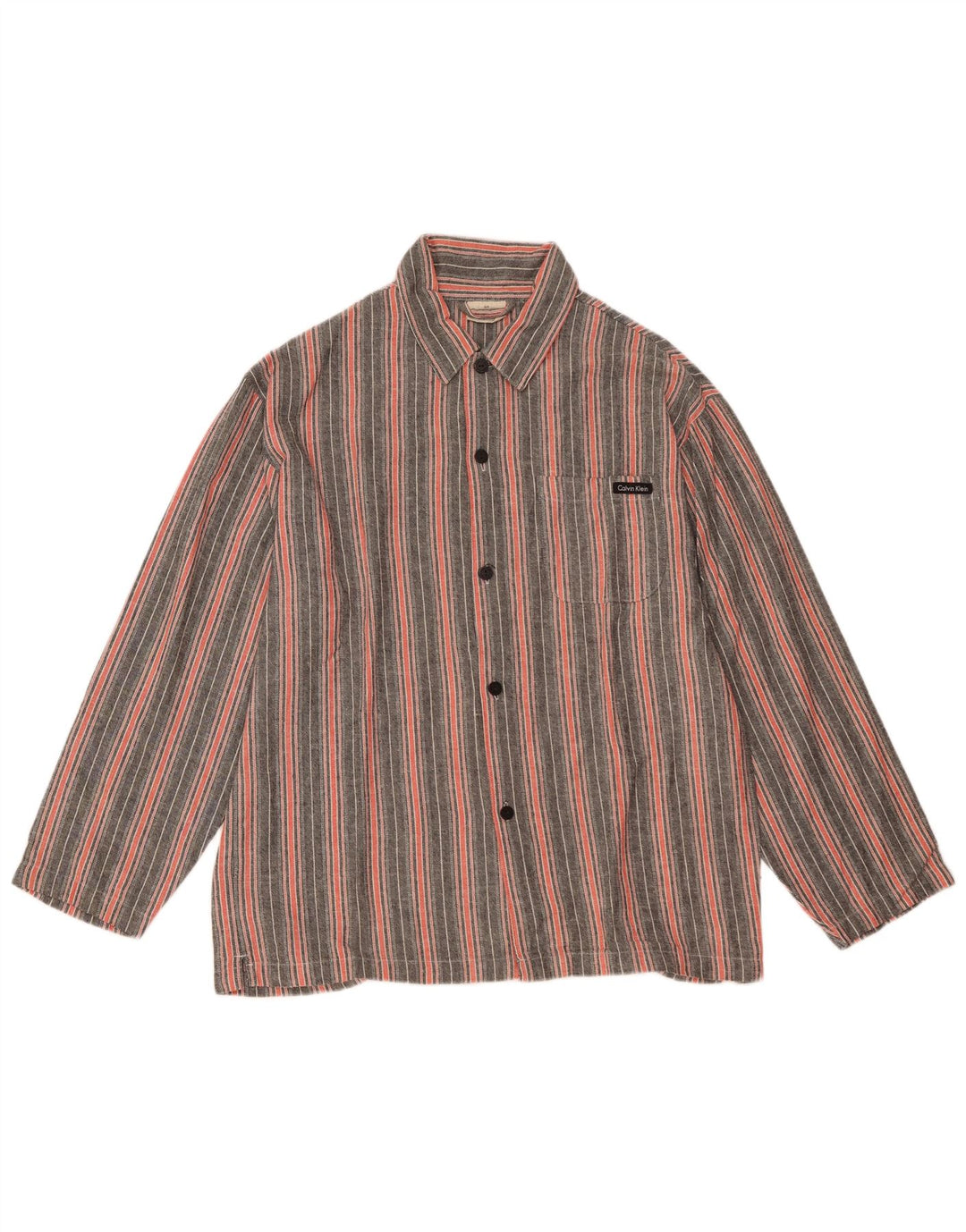 CALVIN KLEIN Ανδρικό πουκάμισο Loose Fit Μικρό γκρι βαμβακερό ριγέ