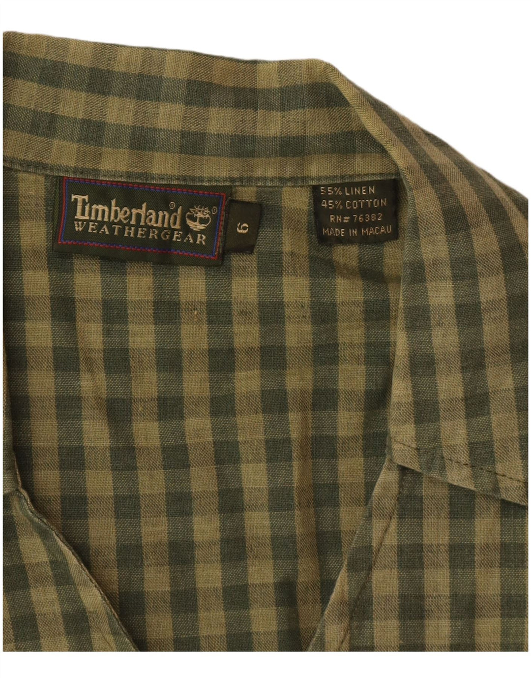 Γυναικείο αμάνικο πουκάμισο Timberland Μπλούζα US 6 Medium Khaki Gingham Linen