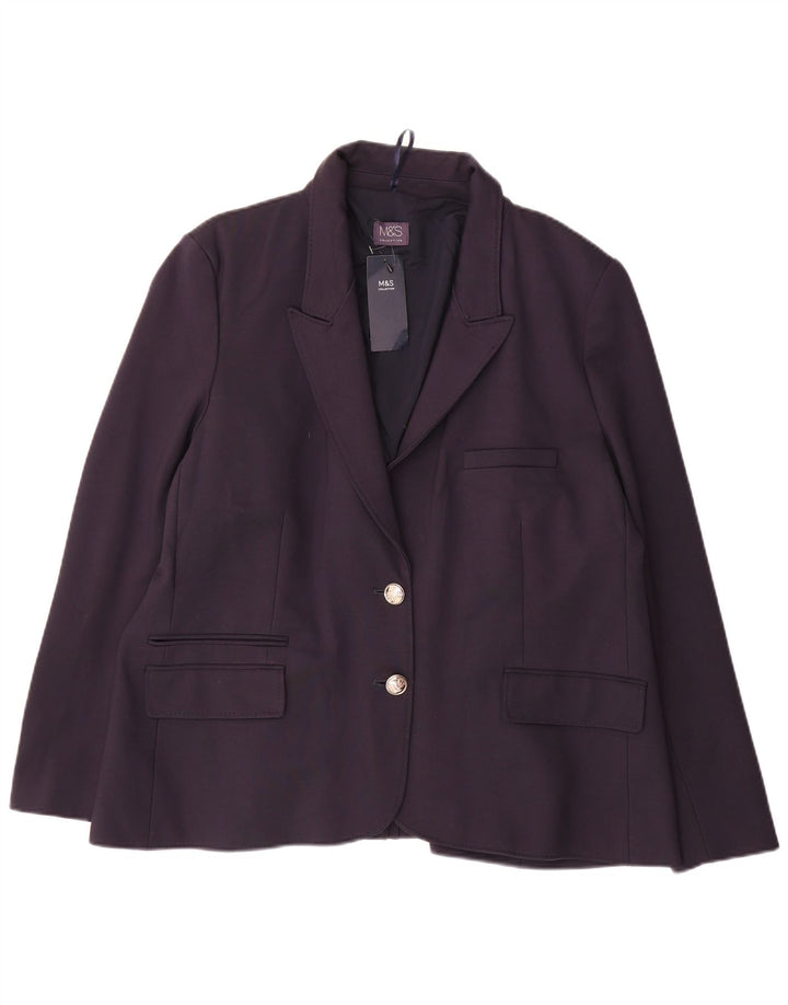 Marks & Spencer Γυναικείο σακάκι 2 κουμπιών UK 22 3XL Navy Blue Viscose
