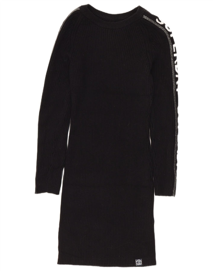 Γυναικείο γραφικό φόρεμα SUPERDRY UK 12 μεσαίο μαύρο βαμβακερό