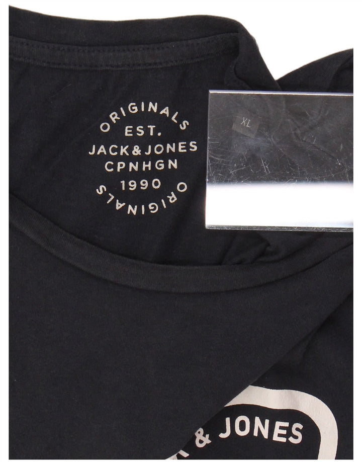 JACK & JONES Ανδρικό γραφικό T-Shirt Top XL Navy Blue Cotton