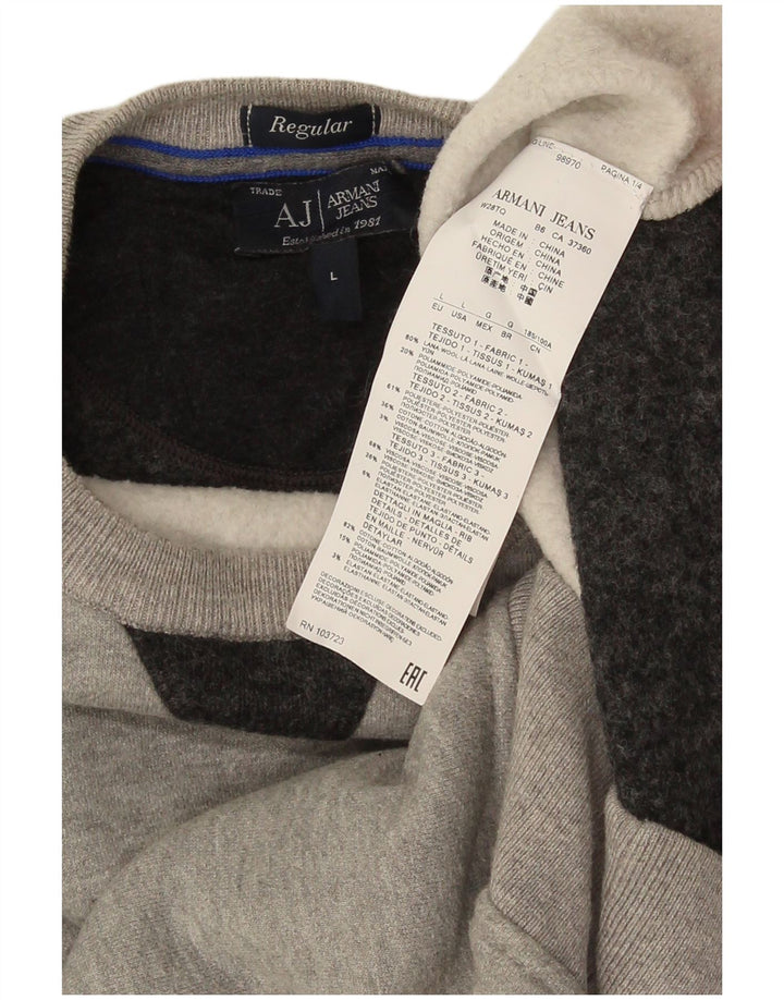 Armani Jeans Boys Φούτερ Jumper 10-11 Years Large Grey Colourblock