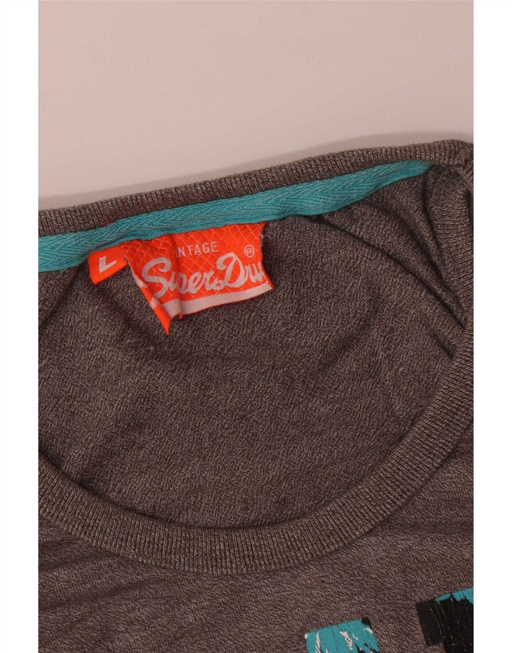 Ανδρικό γραφικό γιλέκο Superdry Large Grey Cotton