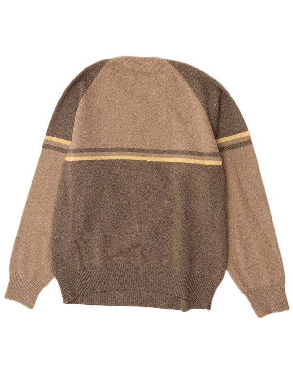 Vintage ανδρικό πουλόβερ με λαιμόκοψη IT 52 XL καφέ χρώματος νέο μαλλί