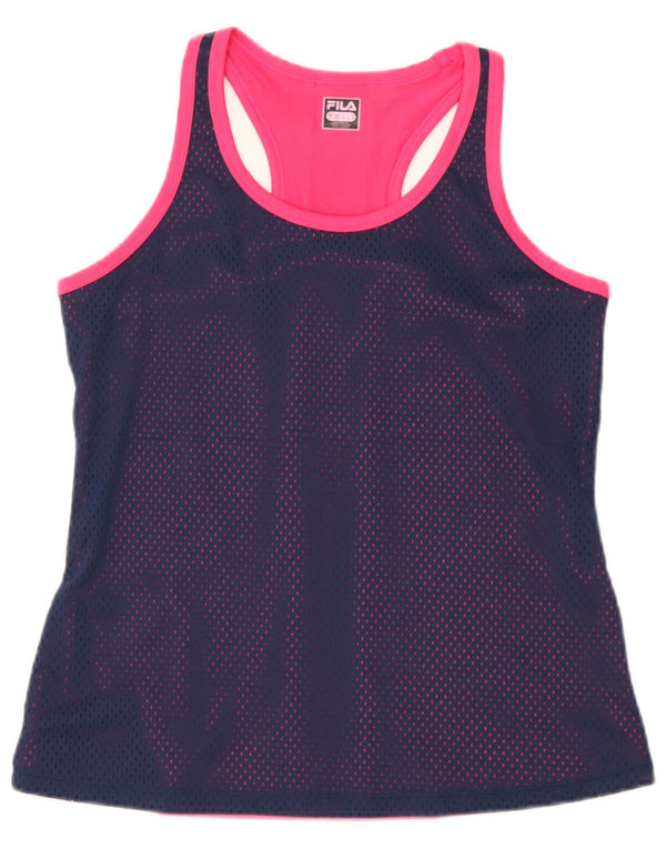 Γυναικείο γραφικό γιλέκο Fila Top UK 12 Medium Navy Blue Colorblock Πολυεστέρας