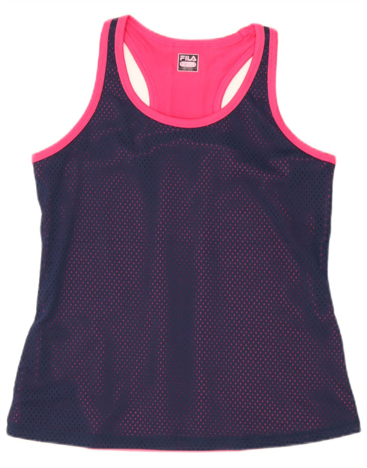 Γυναικείο γραφικό γιλέκο Fila Top UK 12 Medium Navy Blue Colorblock Πολυεστέρας
