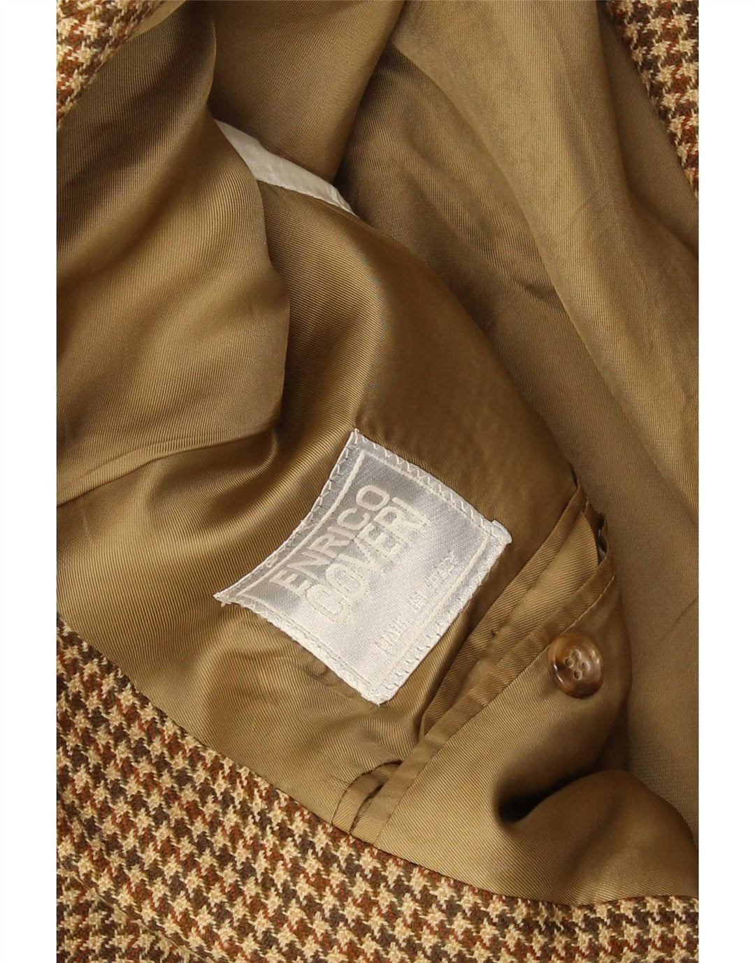 Enrico Coveri Ανδρικό σακάκι σακάκι με 2 κουμπιά UK 40 Large Brown Houndstooth