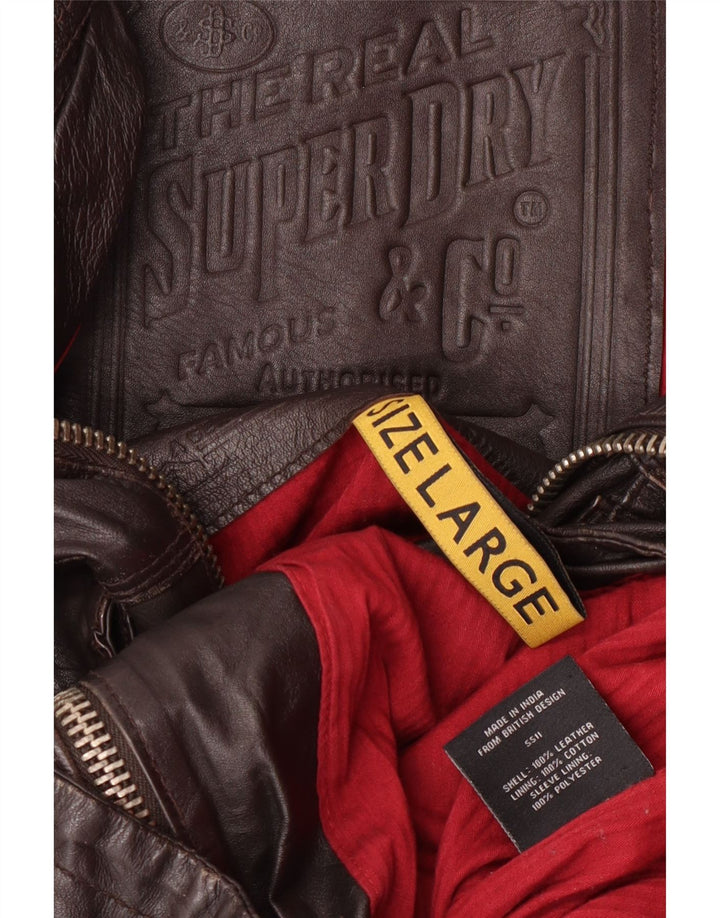 Superdry Ανδρικό Δερμάτινο Μπουφάν UK 40 Large Brown Δερμάτινο