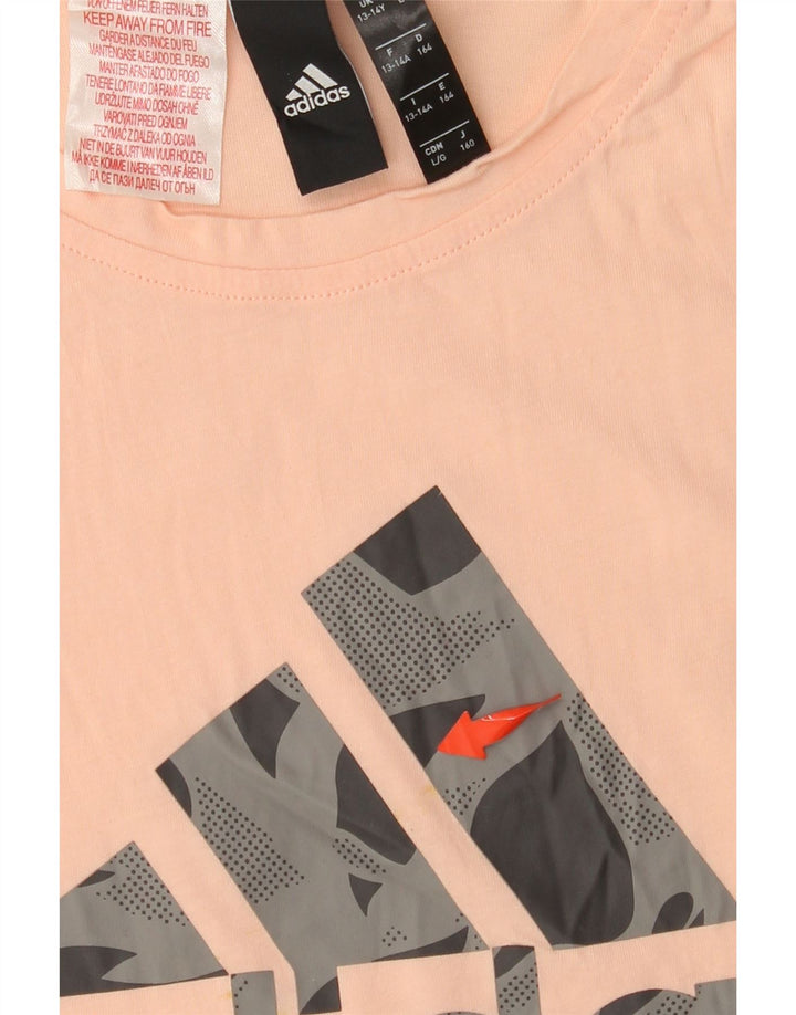 Γραφικό μπλουζάκι ADIDAS για κορίτσια 13-14 ετών ροζ βαμβακερό