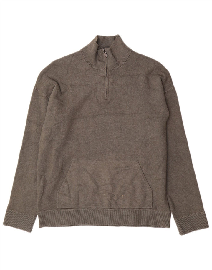 MASSIMO DUTTI Ανδρικό πουλόβερ με φερμουάρ XL γκρι βισκόζη