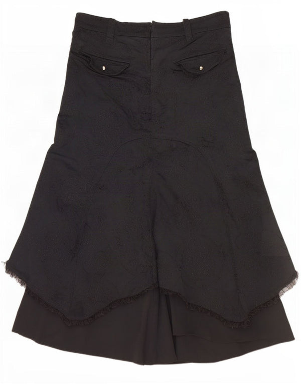 Vintage γυναικεία ψηλόμεση ασύμμετρη φούστα IT 42 Medium W30 Black Floral