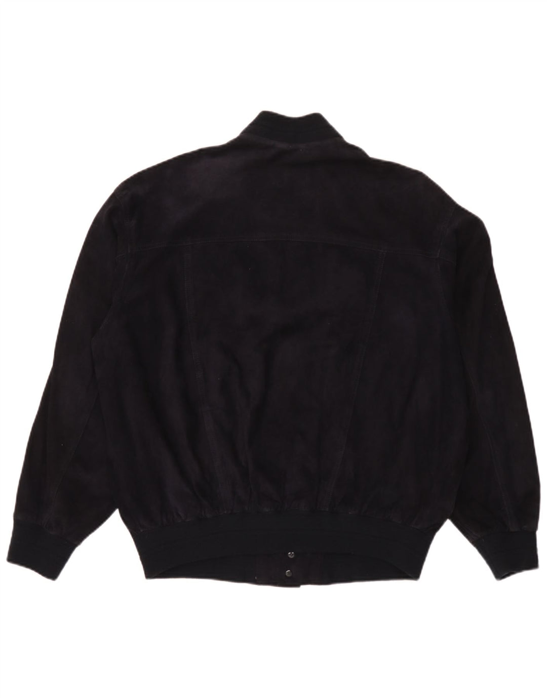 Vintage Ανδρικό Suede Bomber Jacket IT 50 Large Navy Blue Leather